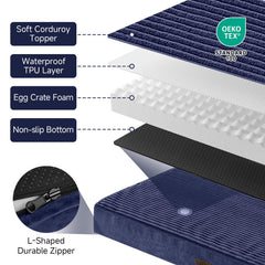 OhGeni bed with non-slip bottom on a smooth floor.