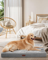 OhGeni orthopedic dog bed gray front view showing supportive comfort