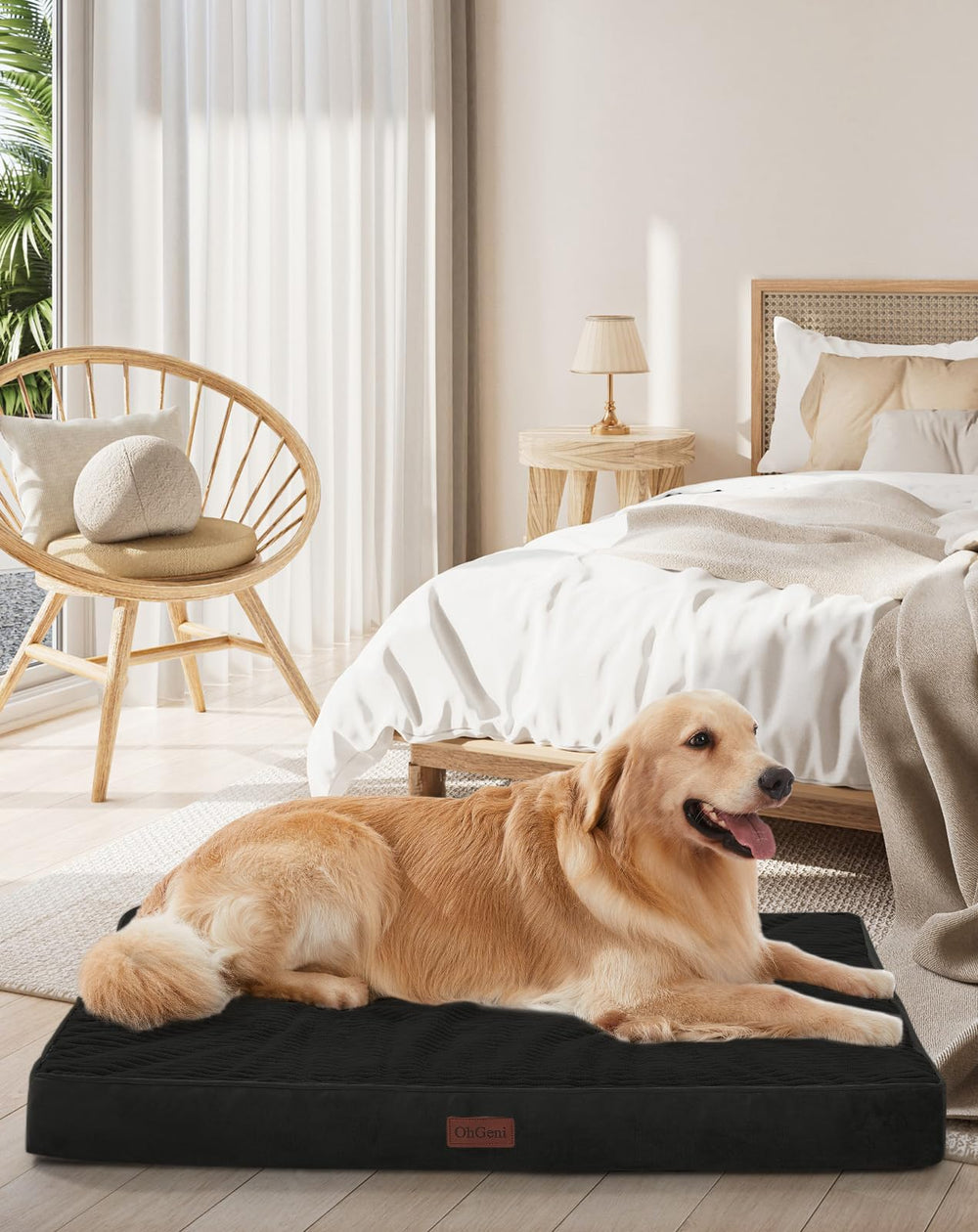 OhGeni orthopedic dog bed outer cover with durable, easy-to-clean fabric for busy households.