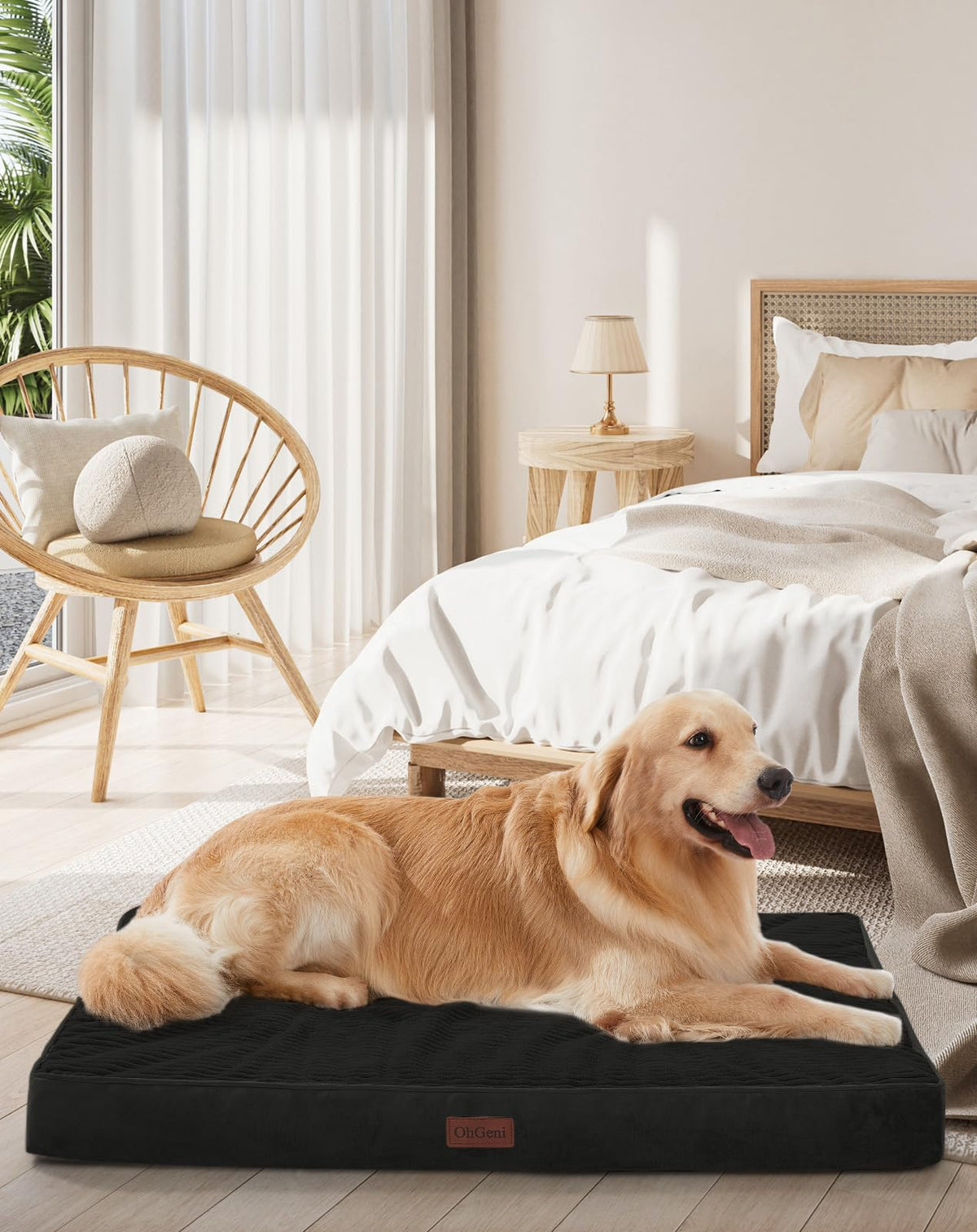 OhGeni orthopedic dog bed outer cover with durable, easy-to-clean fabric for busy households.