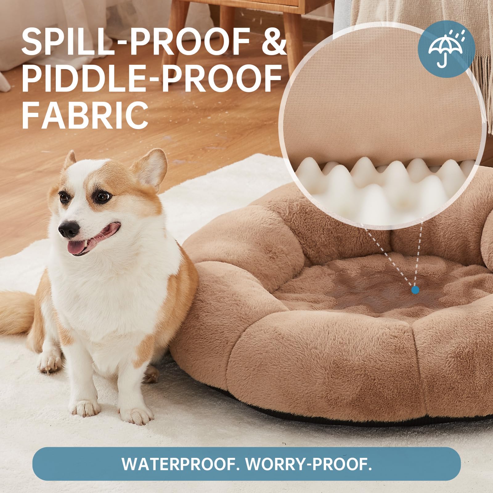 OhGeni camel donut bed round shape ideal for multi-pet households