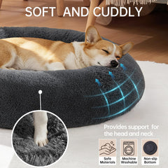 OhGeni plush faux fur bed adds premium softness for cozy naps and relaxation.