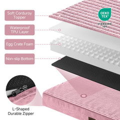 OhGeni bed waterproof inner-liner demonstrates moisture barrier for easier cleaning.