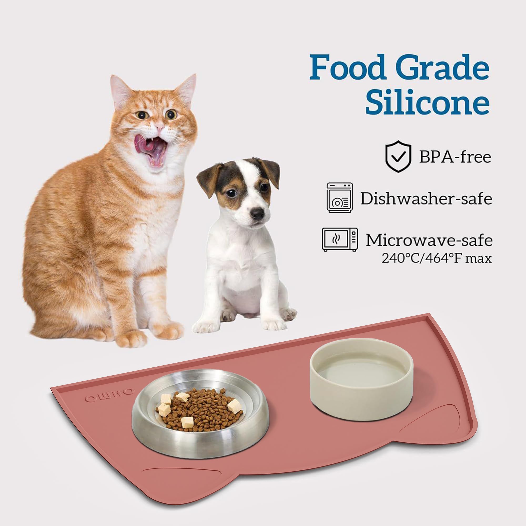 OHMO Cat Food Mat waterproof surface cleans easily and dries quickly after meals