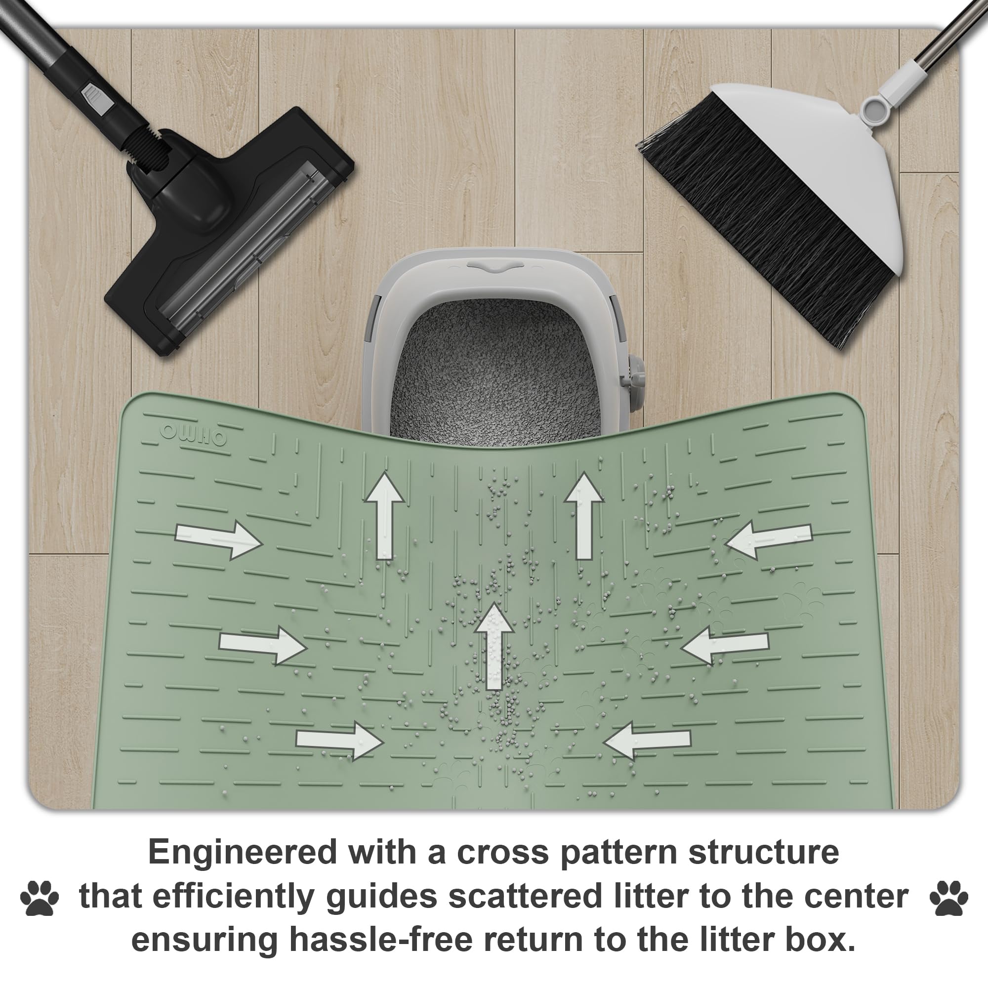 OHMO Cat Litter Mat Large by-litter-box setup promotes tidy entry and reduced tracking
