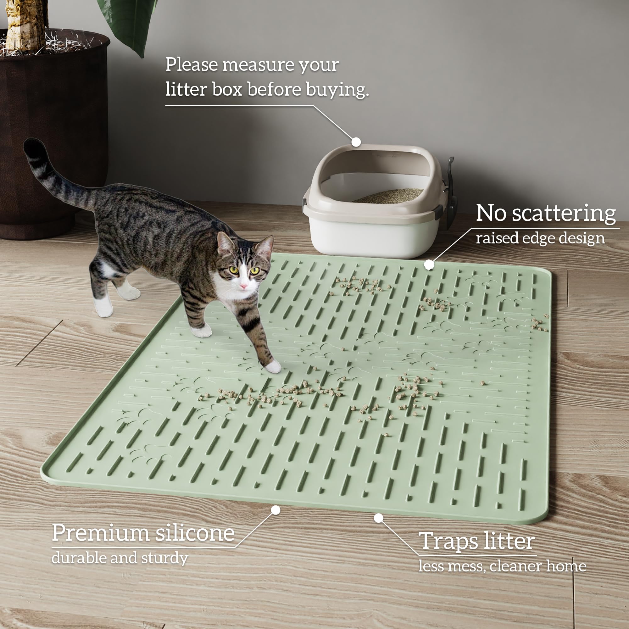 OHMO Cat Litter Mat Large folded storage demonstrates durable silicone returns to shape