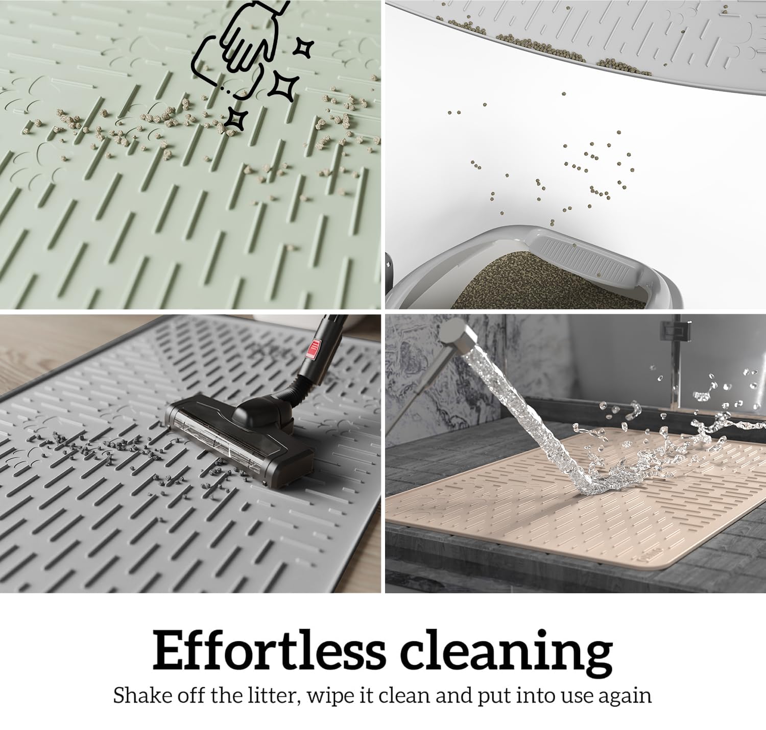 OHMO Cat Litter Mat Large grooves channel litter toward center for easy disposal