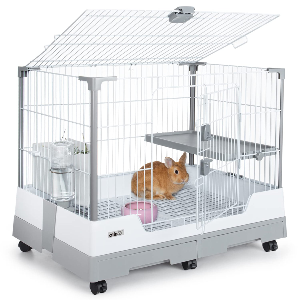 Oiibo Deluxe Rabbit Cage front door with easy access and secure latching for daily handling.