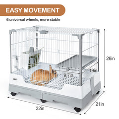 Oiibo Deluxe Rabbit Cage side view shows sturdy wire frame for long lasting indoor use.