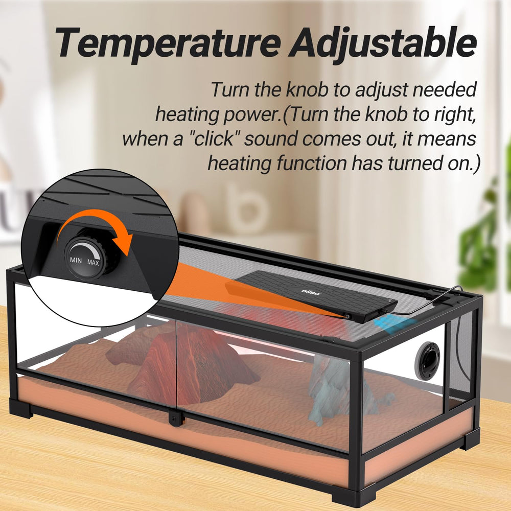 Oiibo reptile heat panel being installed under enclosure lid for easy setup