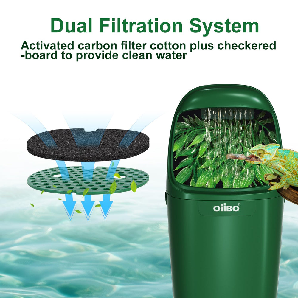 Oiibo Reptile Water Fountain dual filtration delivers cleaner water for reptiles