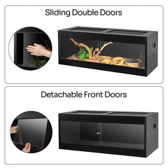 Oiibo wood enclosure detachable glass doors with safety locks for secure access.