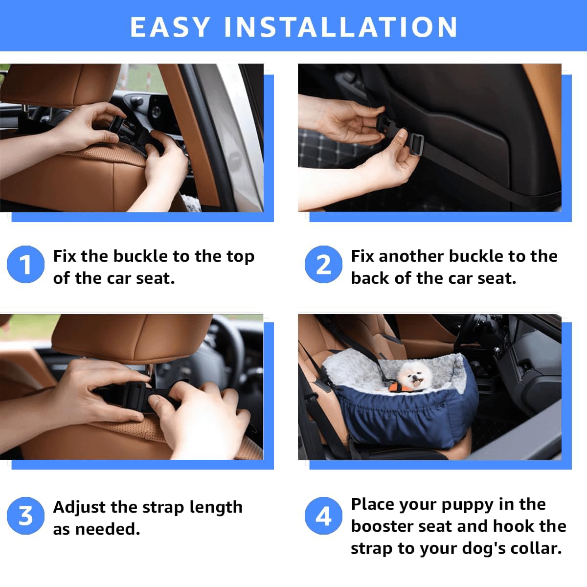 Oiilores portable dog car seat includes detachable cushion for easy cleaning.
