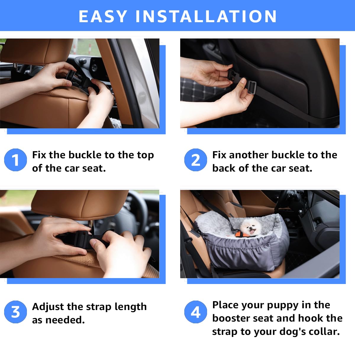 Oiilores dog car seat storage pockets ideal for toys and essentials during trips