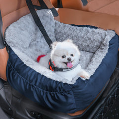Oiilores dog car seat with clip-on leash keeps small dogs secure on car journeys.