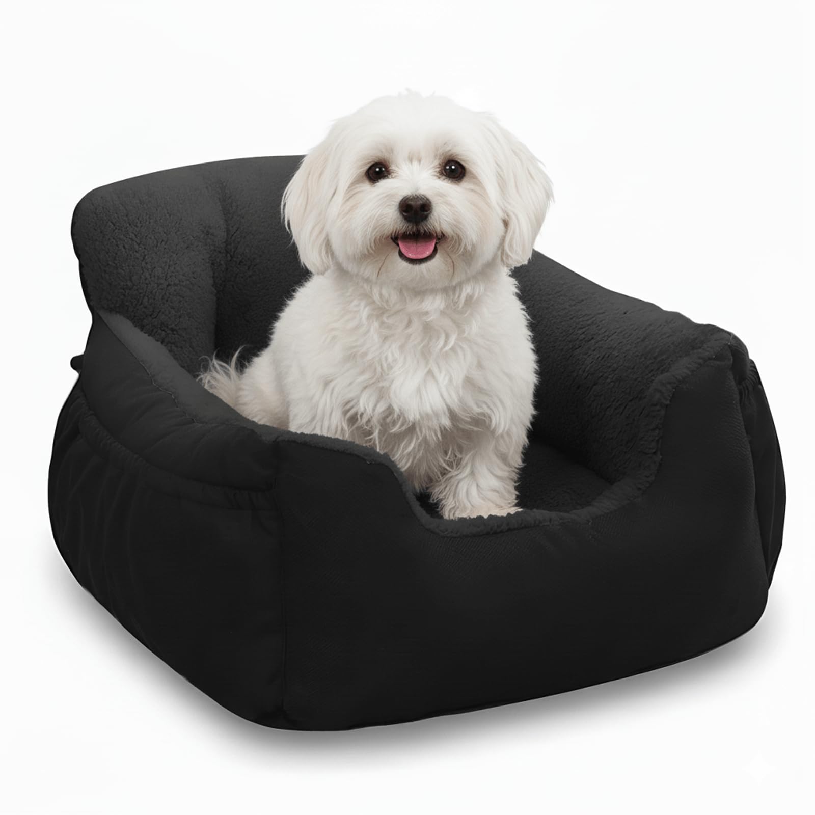 Oiilores dog car seat front view with secure straps for safer car trips.