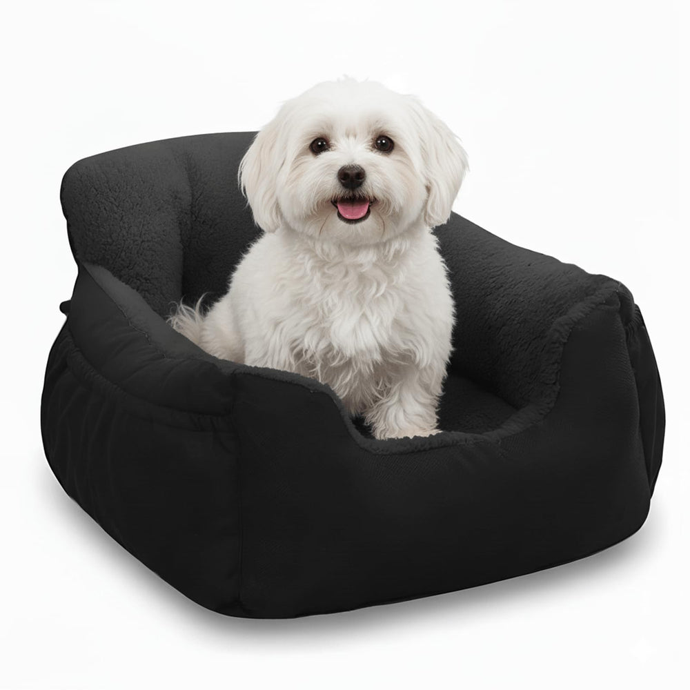 Oiilores dog car seat front view with secure straps for safer car trips.