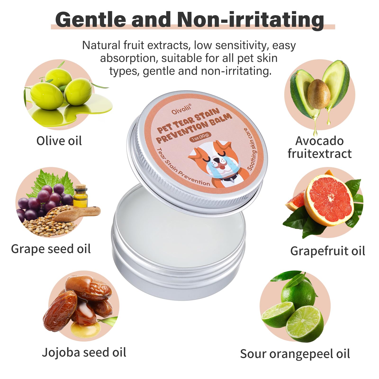 Oivolii Balm ingredients reveal jojoba, olive, and grapeseed oils for sensitive skin