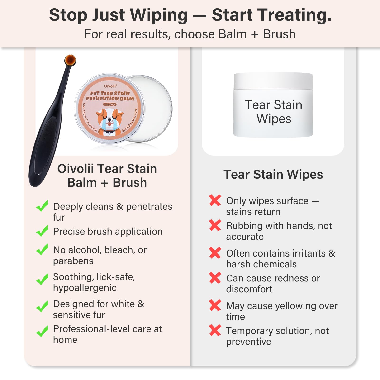 Oivolii Balm with brush used during home grooming sessions
