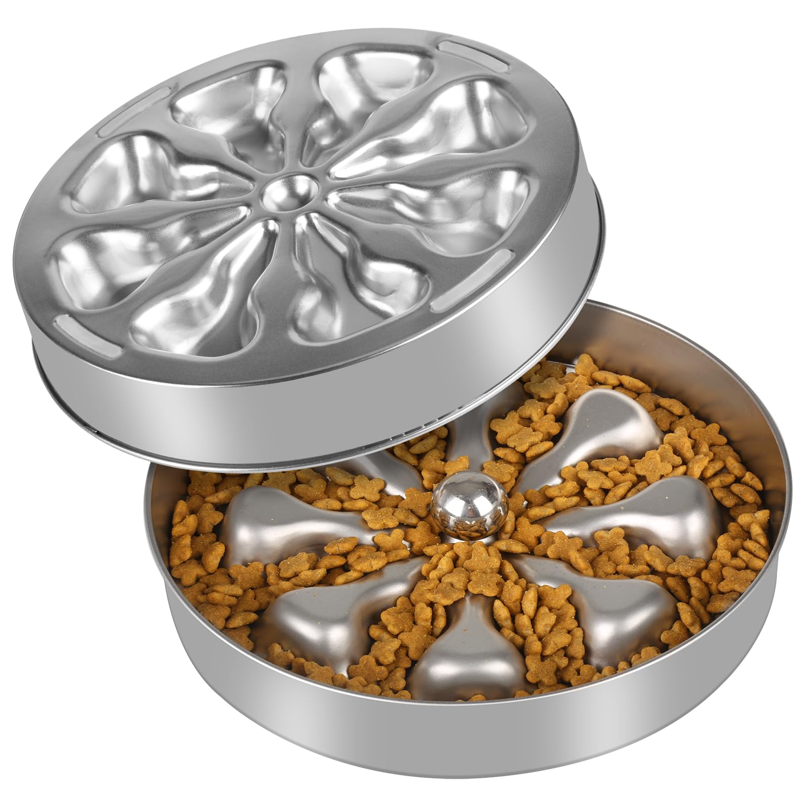 Oiwliur slow-feeder bowl in stainless steel supports durable, clean meals.
