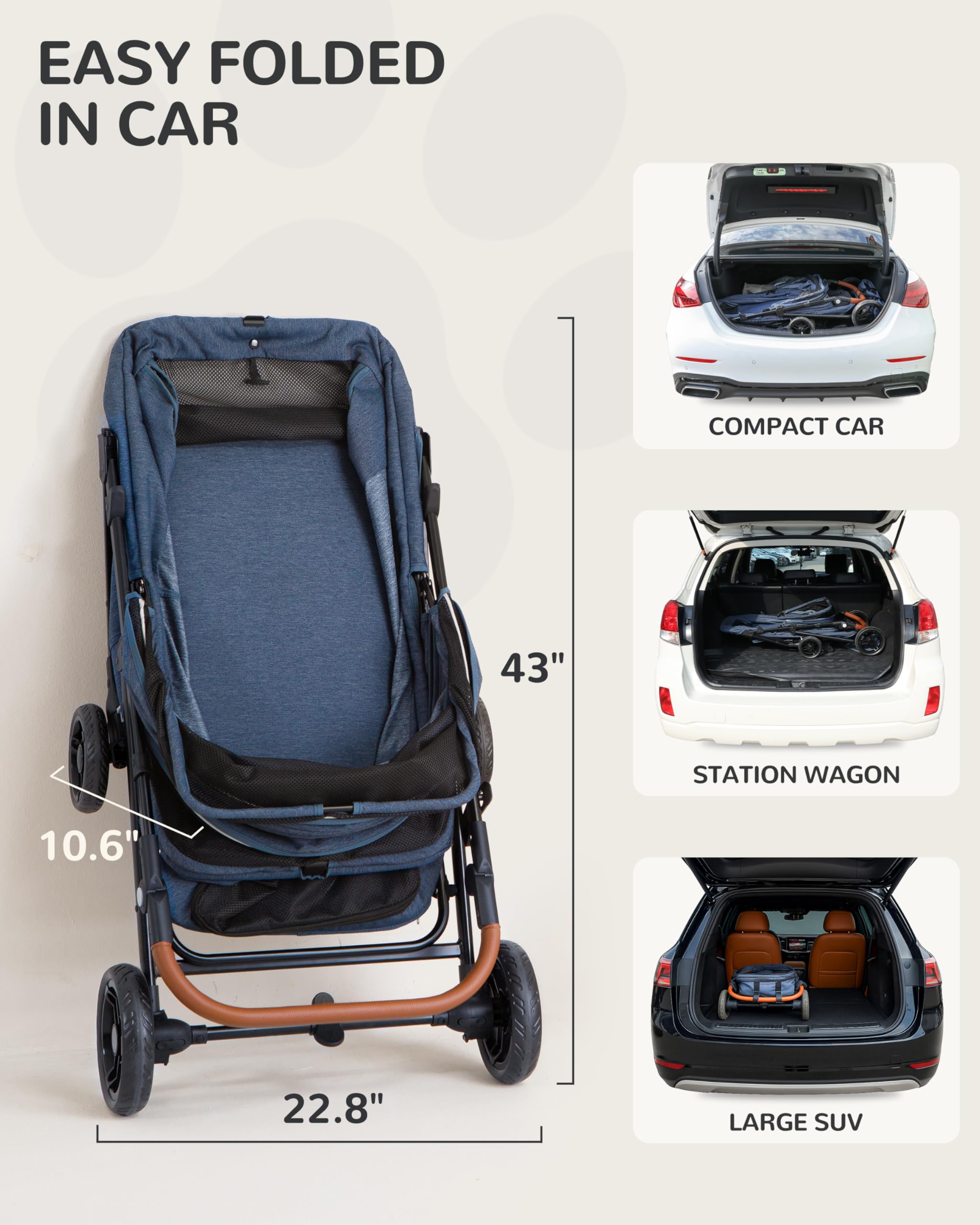 OJCME dog stroller 132-lbs-capacity suitable for large dogs.