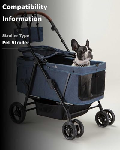 OJCME dog stroller 180deg-canopy provides sun protection and ventilation.