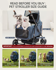 OJCME dog stroller 30in-cabin shows spacious interior for curling up.