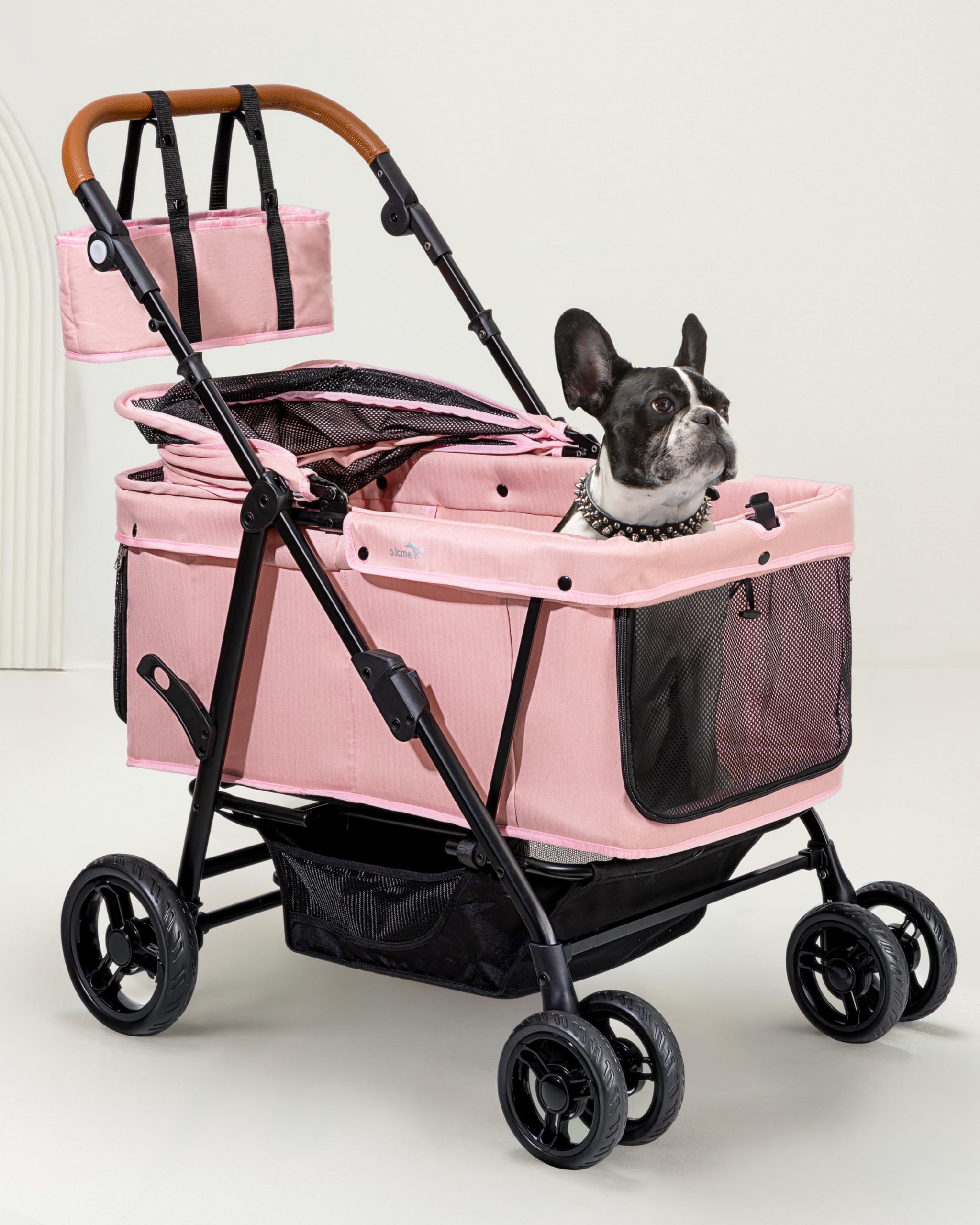 OJCME dog stroller exterior full-length view shows sturdy frame for confident walks