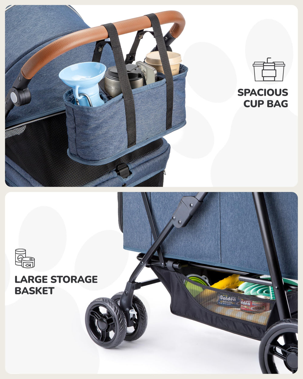 OJCME dog stroller folded-compact for easy storage.