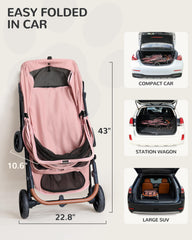 OJCME dog stroller side profile highlights roomy cabin for dogs