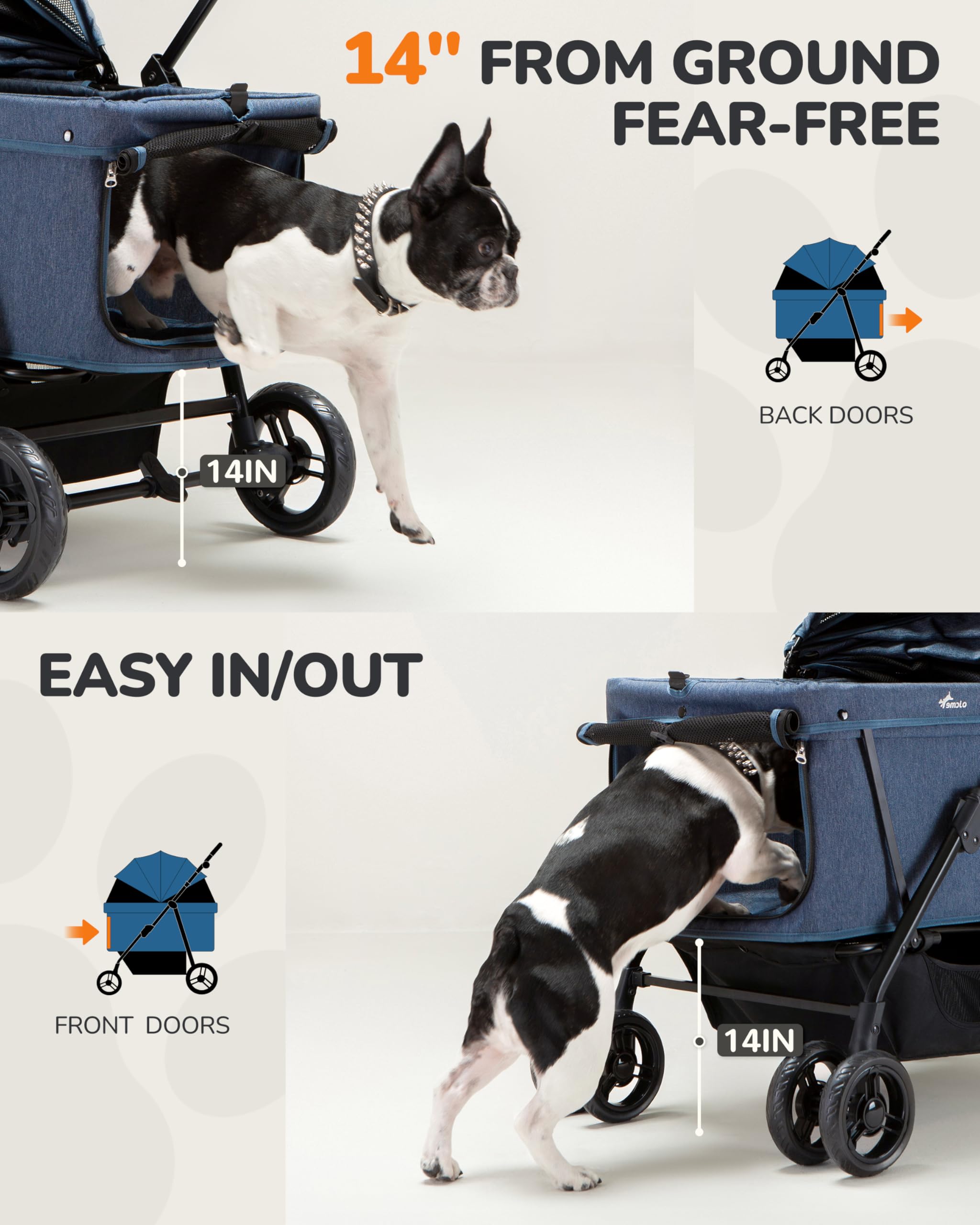 OJCME dog stroller underbasket-storage for water and treats.