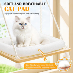 OJLUOJ cat window bed cushion close-up highlights plush cushion for warm comfy naps