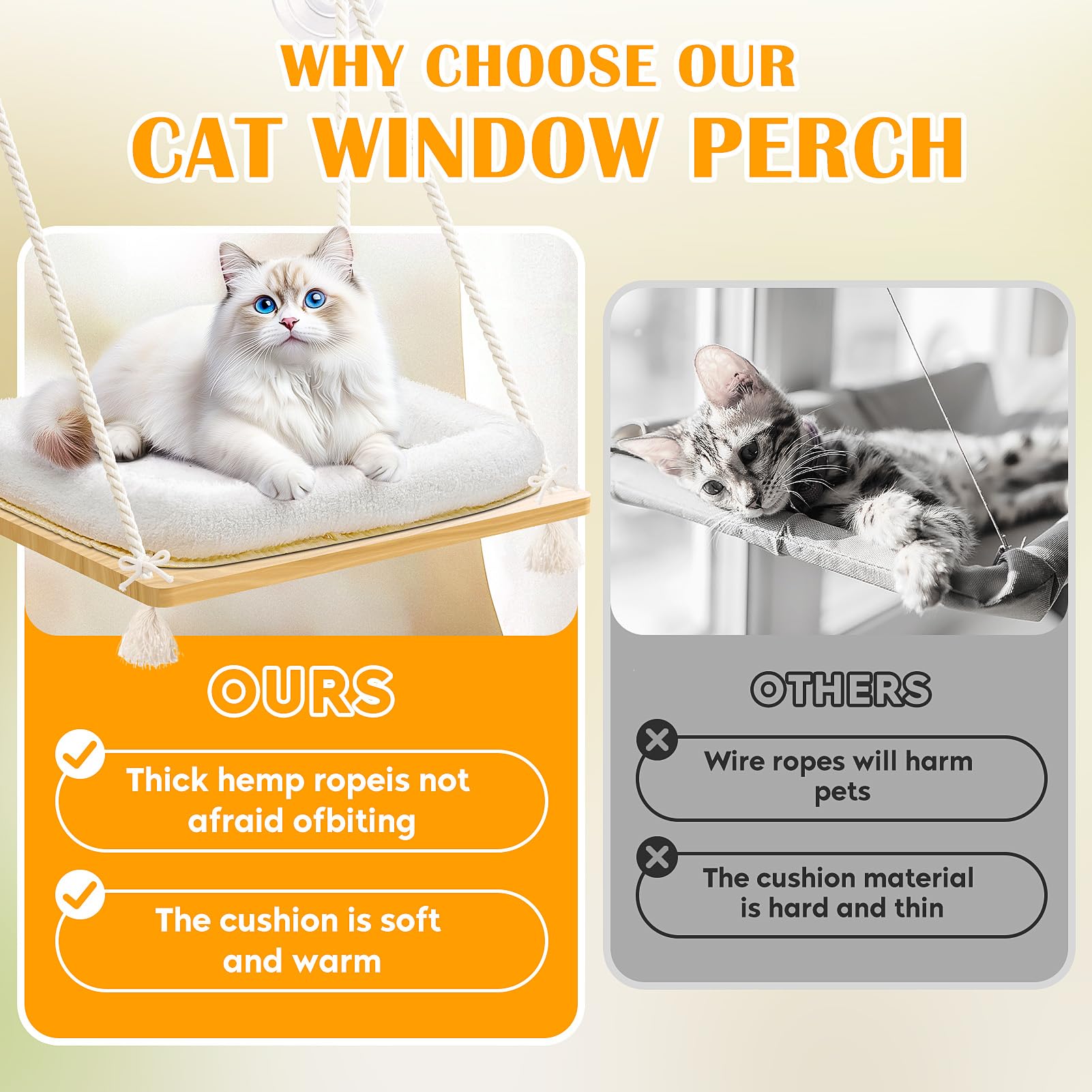 OJLUOJ cat window perch size 12.6 x 17 x 25.6 inches fits small to medium cats
