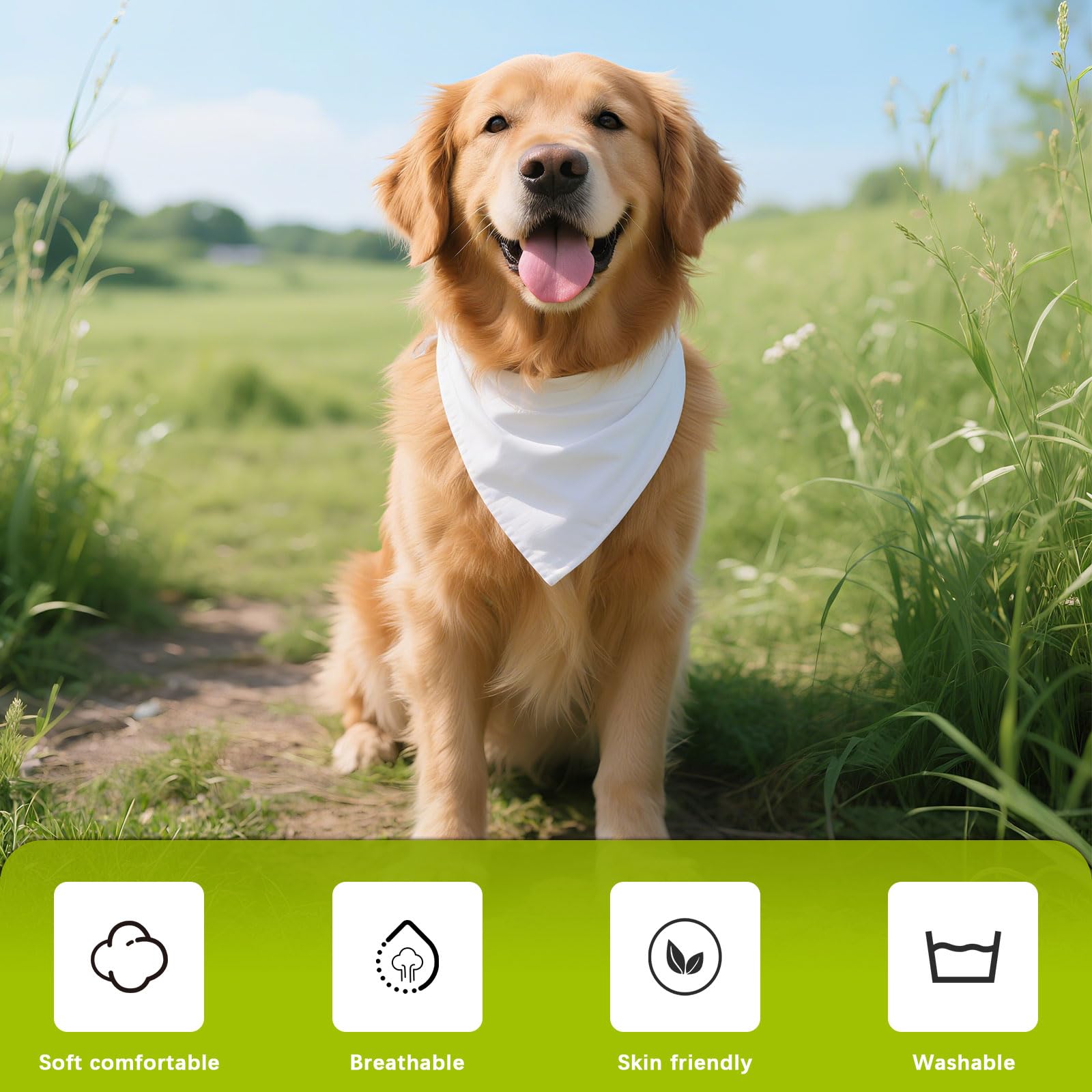 OKBA polyester dog bandana fabric close-up shows soft texture and moisture-wicking comfort.