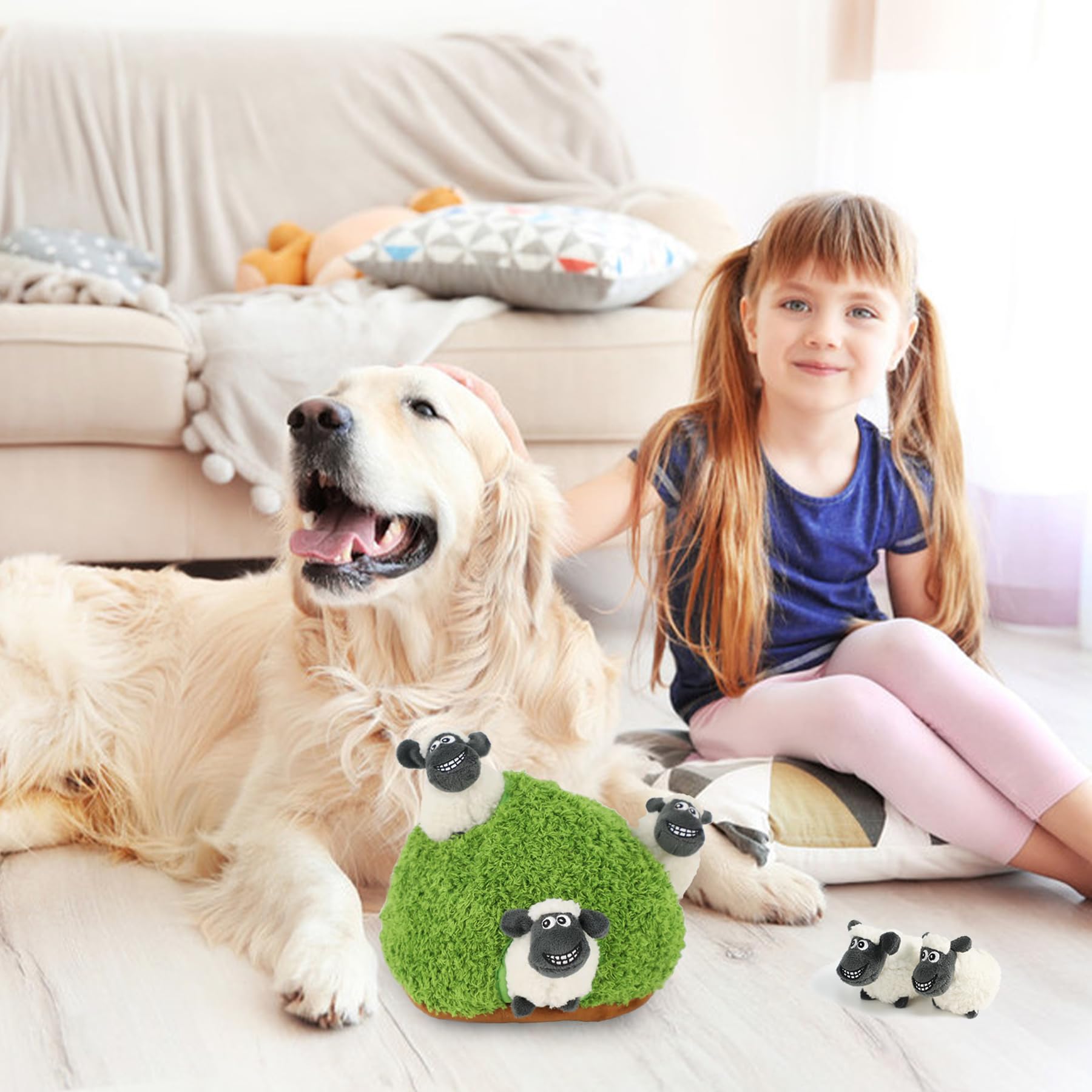 okegztoa 2-in-1 puzzle toy, dogs can dig out mini animals indoors or outdoors.