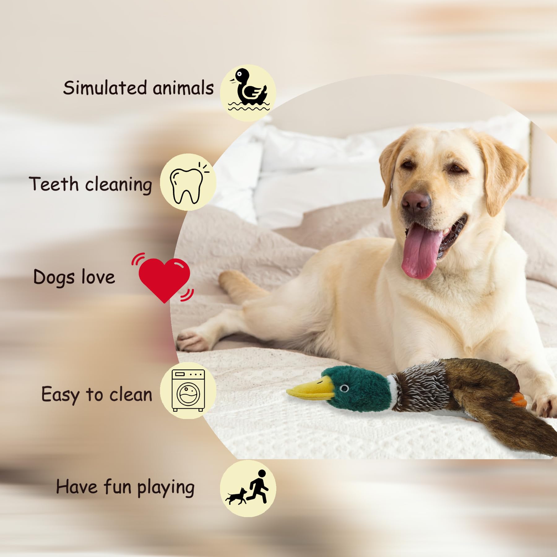 okegztoa plush duck toy mouth-area highlights soft chewing surface.