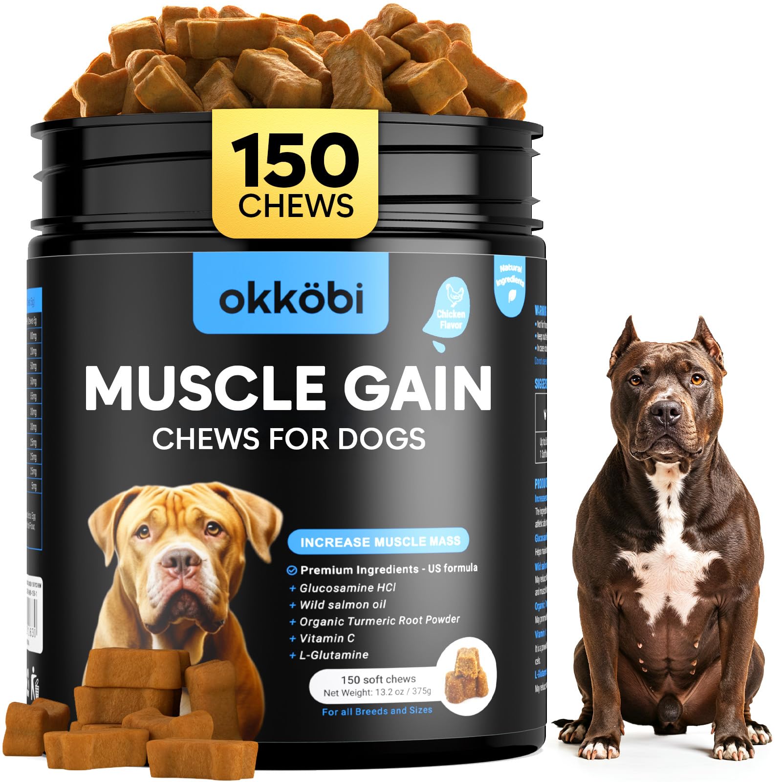 OKKÖBI 11-en-1 masticables para perro, enfoque en músculo para mayor tono muscular.