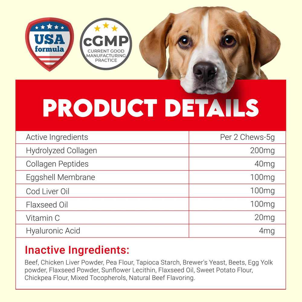 OKKÖBI Collagen for Dogs eggshell membrane closeup underscores complete formula.