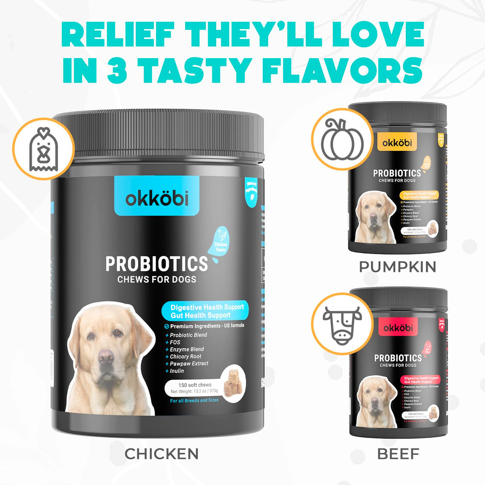 OKKÖBI Probióticos para perros: dosis rápida con posible alivio en minutos.