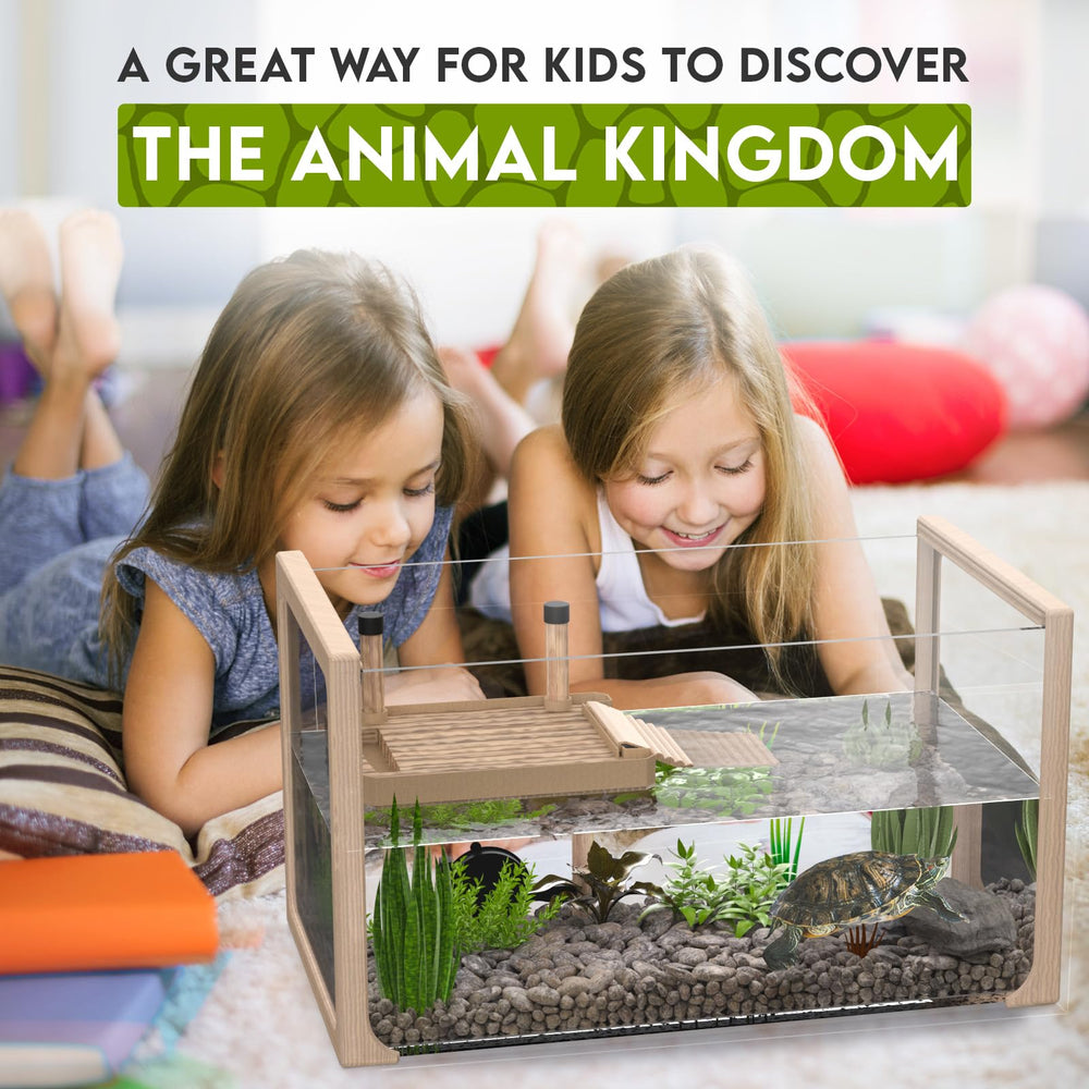 OKKÖBI Turtle Aquarium Kit 15.6 inch tank offers space for swimming and exploring