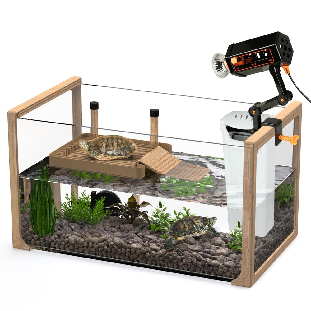 OKKØBI Turtle Aquarium Kit front view, beginner-friendly all-in-one setup.