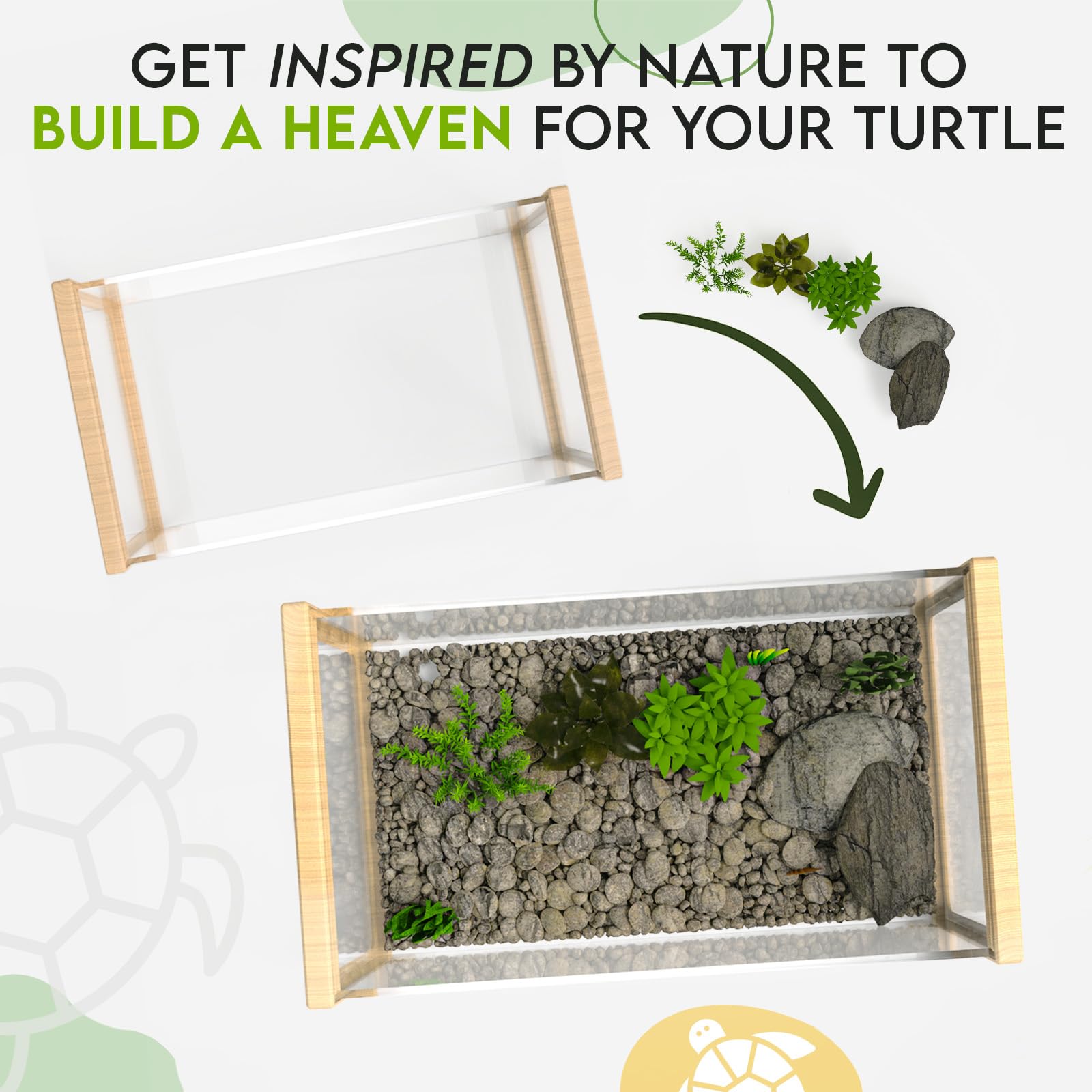 OKKÖBI Turtle Aquarium Kit setup inspiration, decorating ideas for a natural habitat.