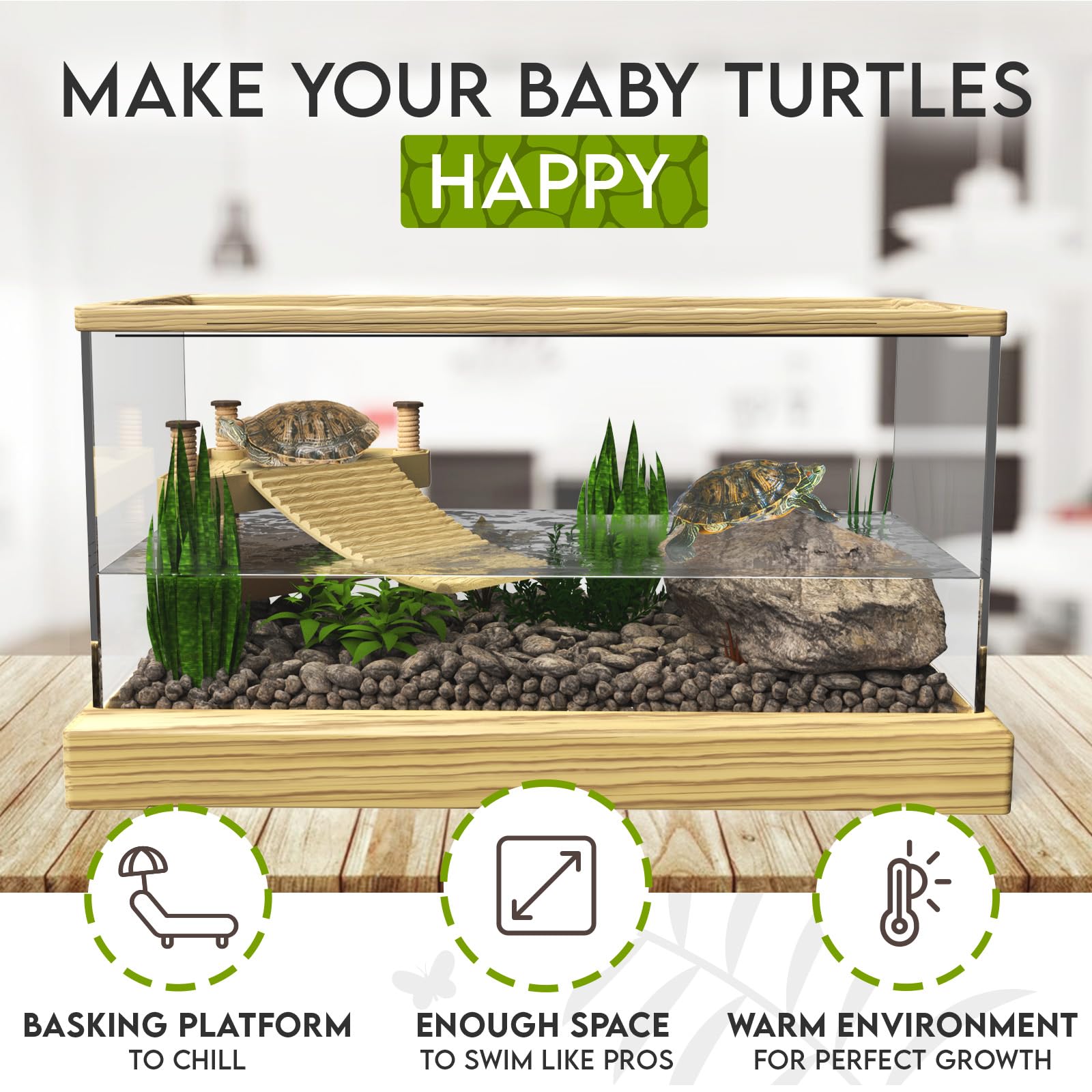 OKKÖBI turtle tank heating lamp provides gentle warmth for healthy activity