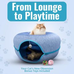 Okoco Cat Tunnel Bed removable washable parts for easy cleaning.