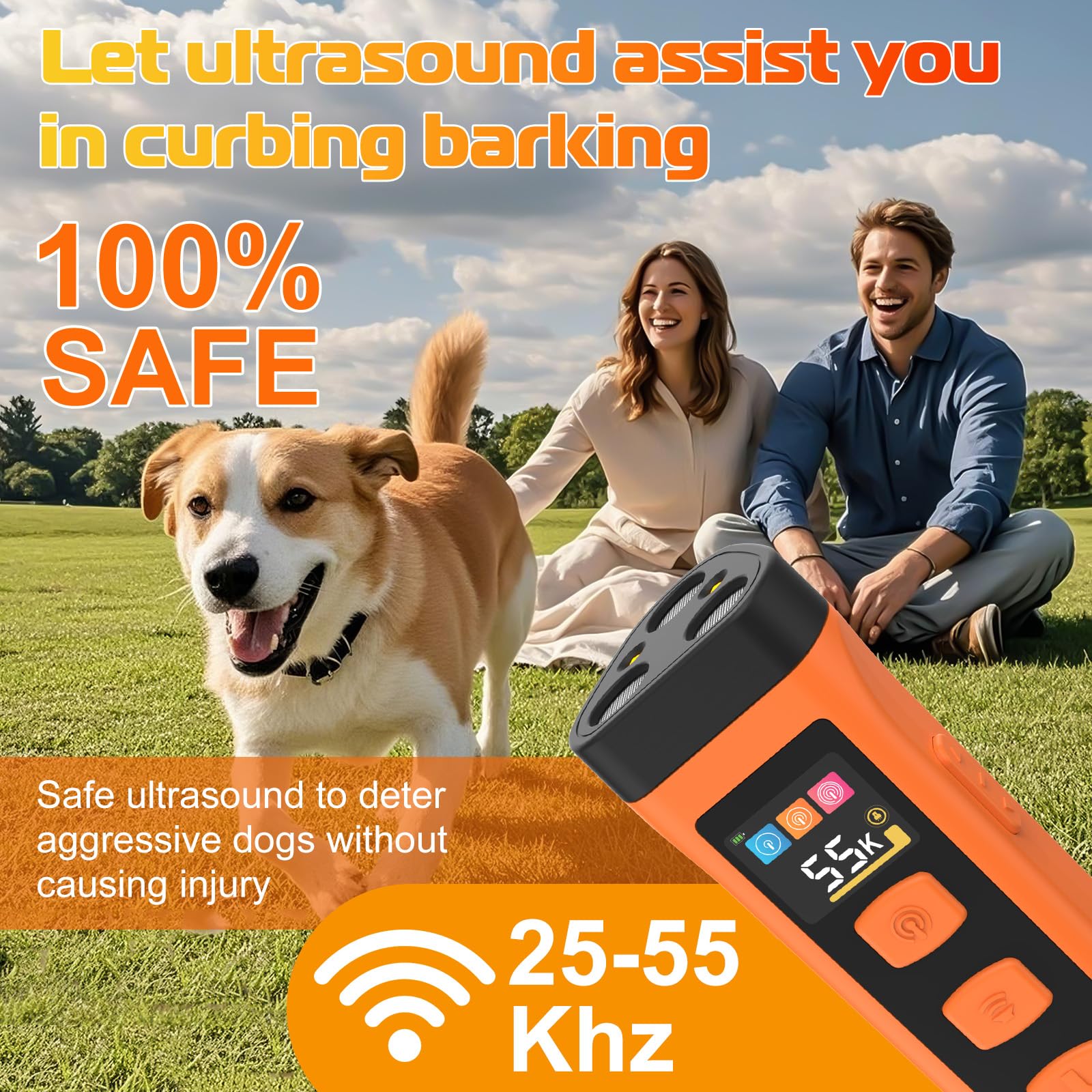 OKSJ dog bark deterrent device 65ft range supports indoor and outdoor use