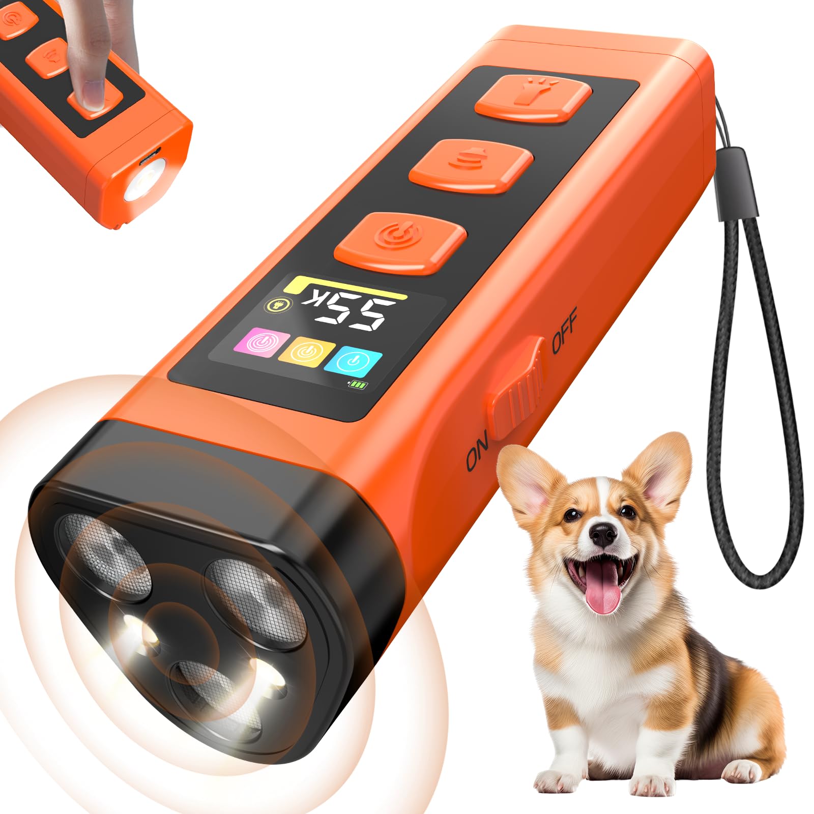 OKSJ dog bark deterrent device front view for humane indoor and outdoor training