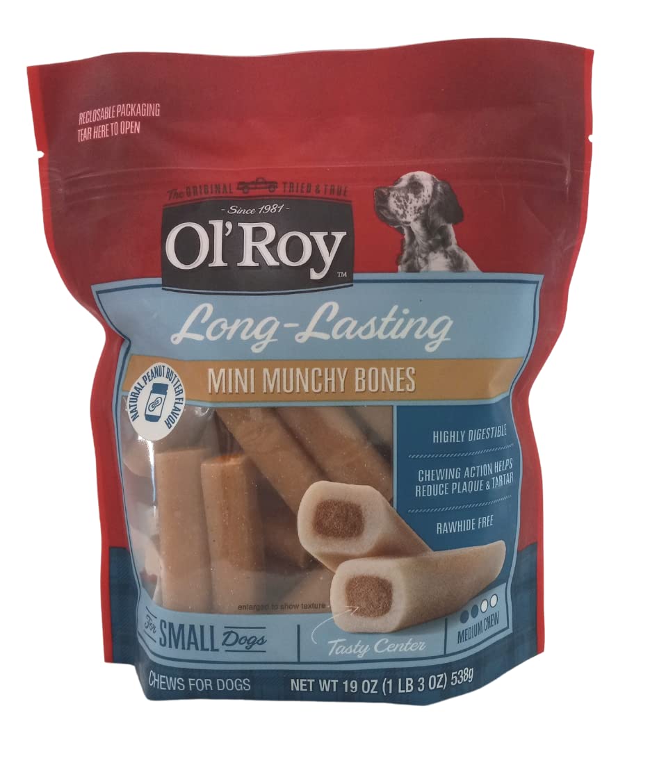Ol' Roy Mini Munchy Bones mantequilla de maní en empaque recerrable para premiar sin desorden