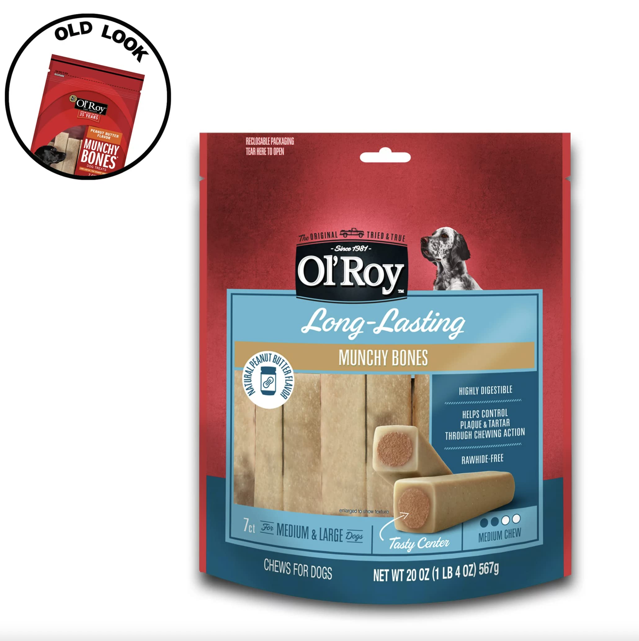 Close-up of Ol' Roy Munchy Bone showing crunchy texture for durable chewing activity