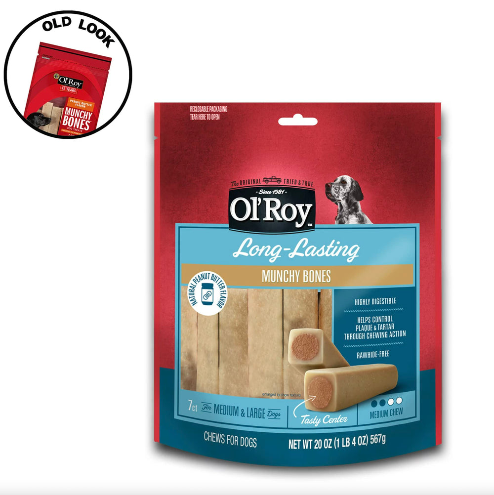 Close-up of Ol' Roy Munchy Bone showing crunchy texture for durable chewing activity