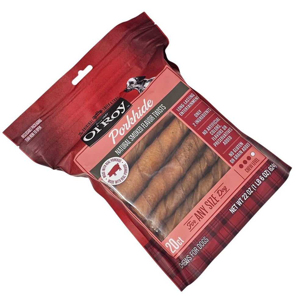 Ol' Roy porkhide twists dog-chewing scene highlights long-lasting chew sessions.
